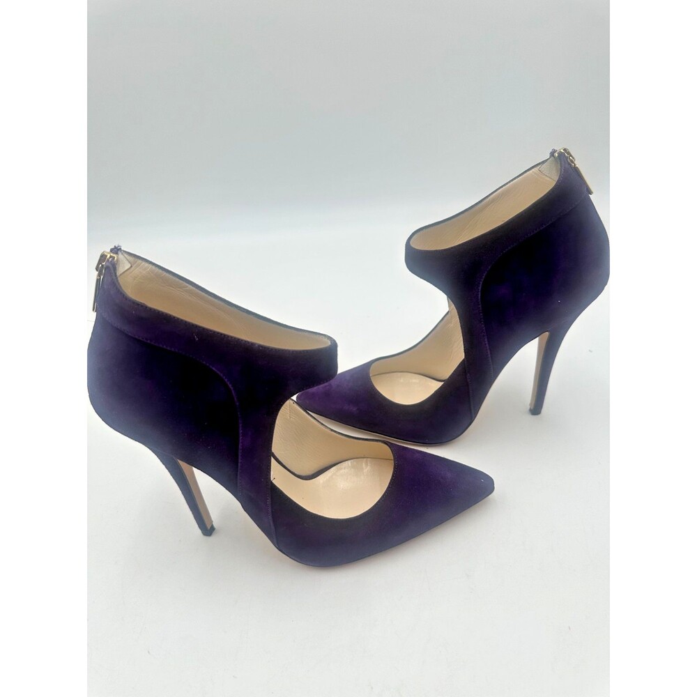 Emilio Caprini Black Suede High Vamp Stiletto Pumps D'Orsay Cutout Heels Size 42